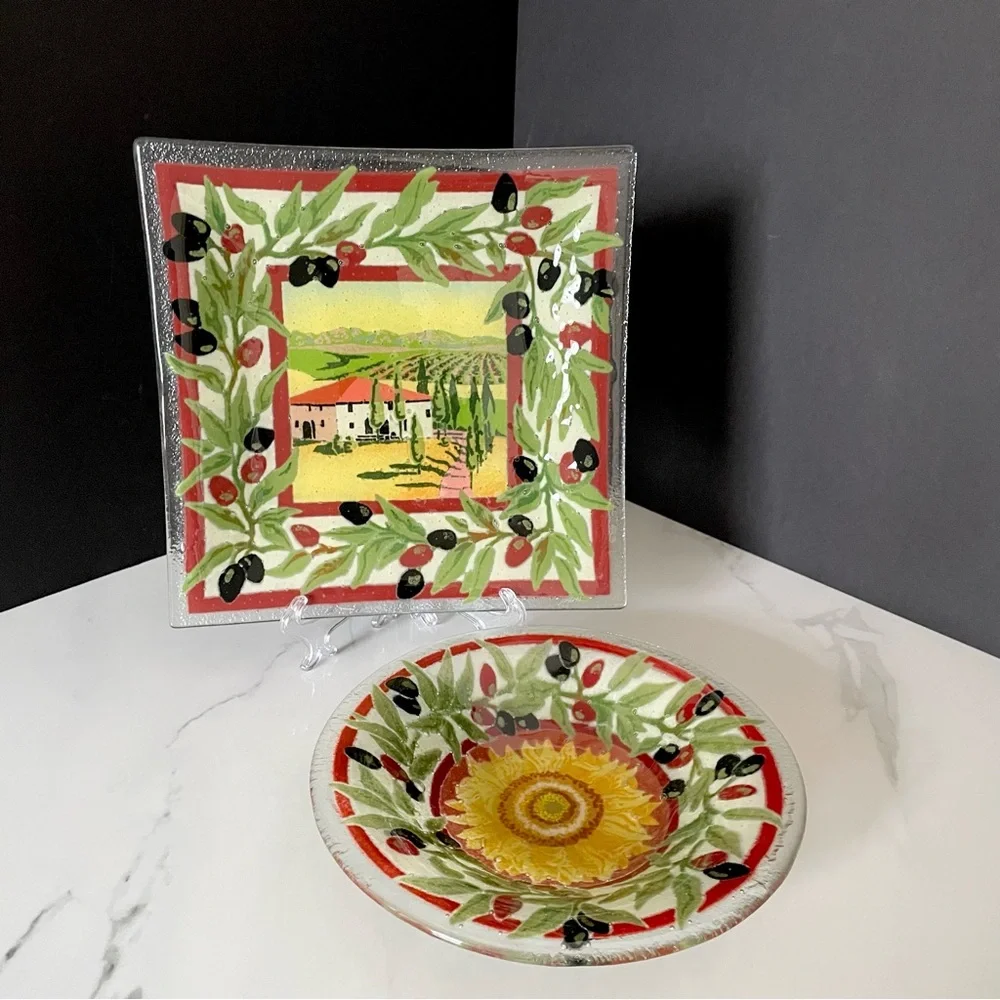 Vineyard Olive Plate & Bowl by Peggy Karr